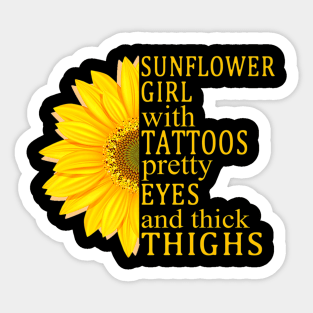 Sunflower Girl With Tattoos Sticker